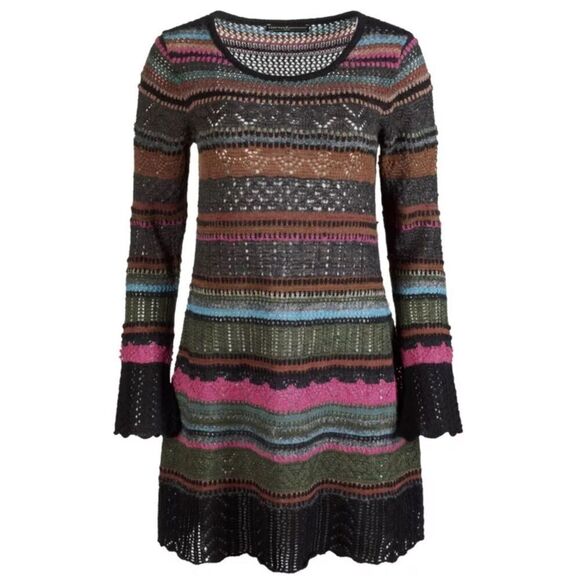 Peruvian Connection Telluride Crochet Alpaca Wool Blend Tunic Sweater/Dress XS - Picture 2 of 11